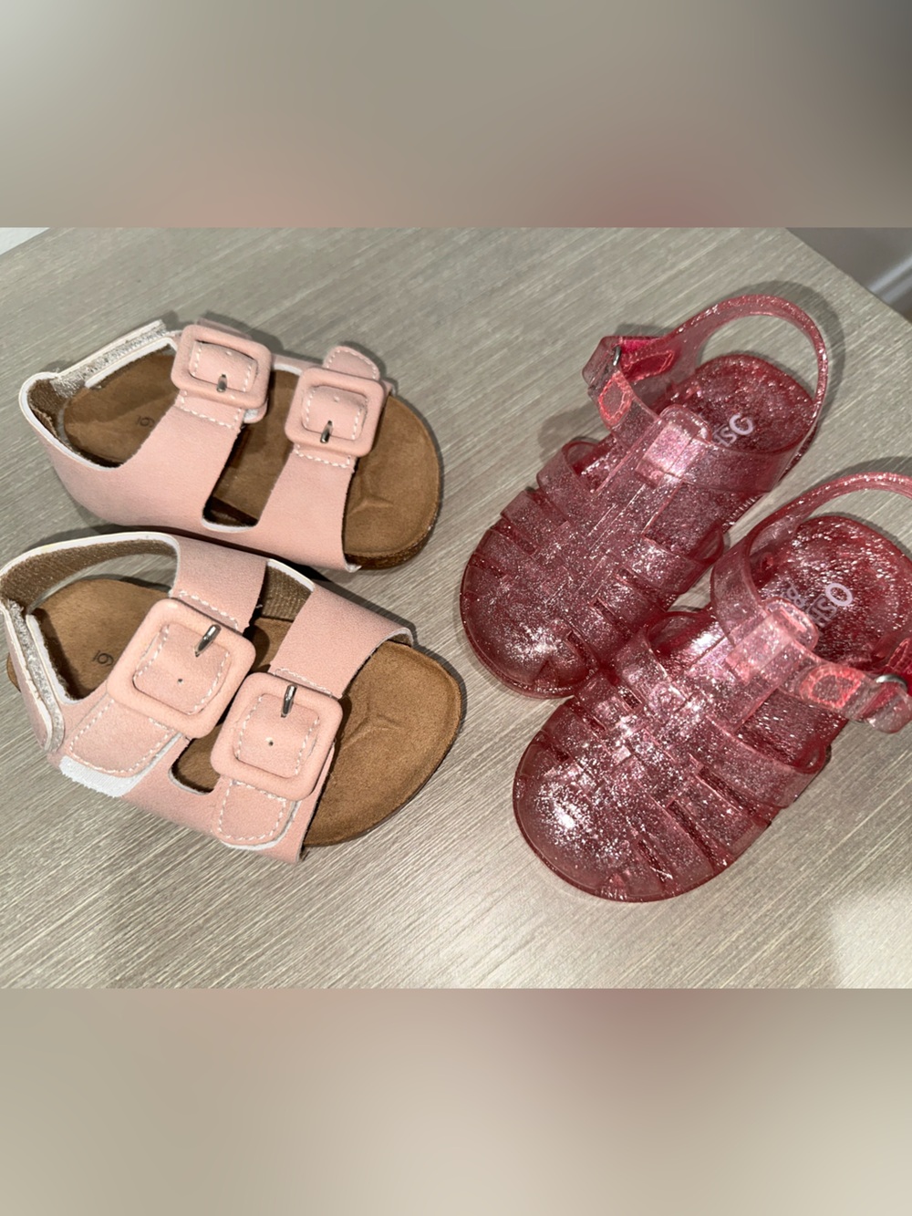 Toddle Pink Buckle Sandals - Soft Pink and jelly sandals Glitter Pink size 6